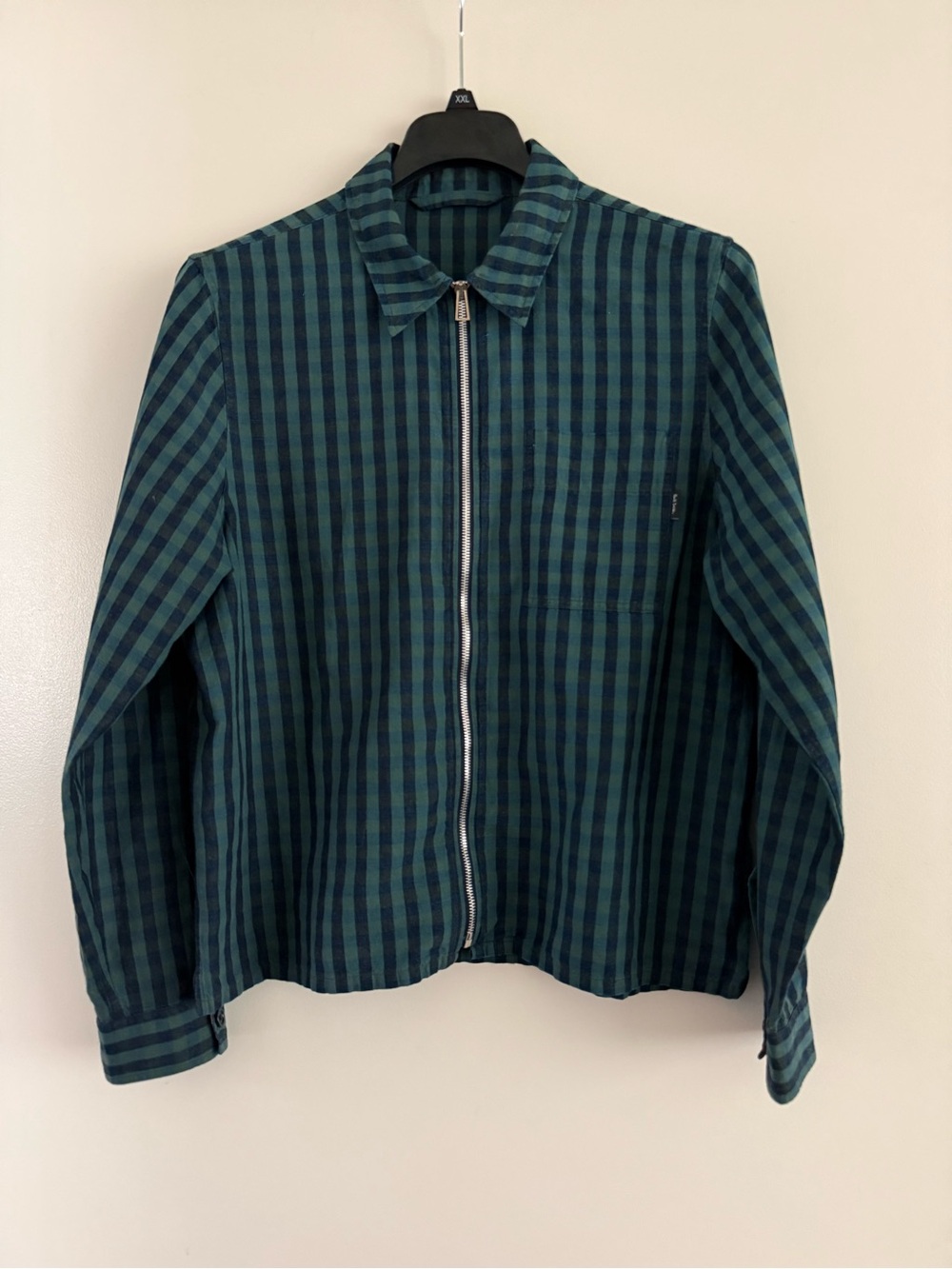 PS Paul Smith Green and Navy Checked Lightweight Zip Shirt Jacket